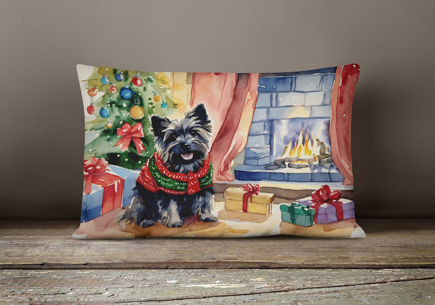 Cairn Terrier Christmas Throw Pillow