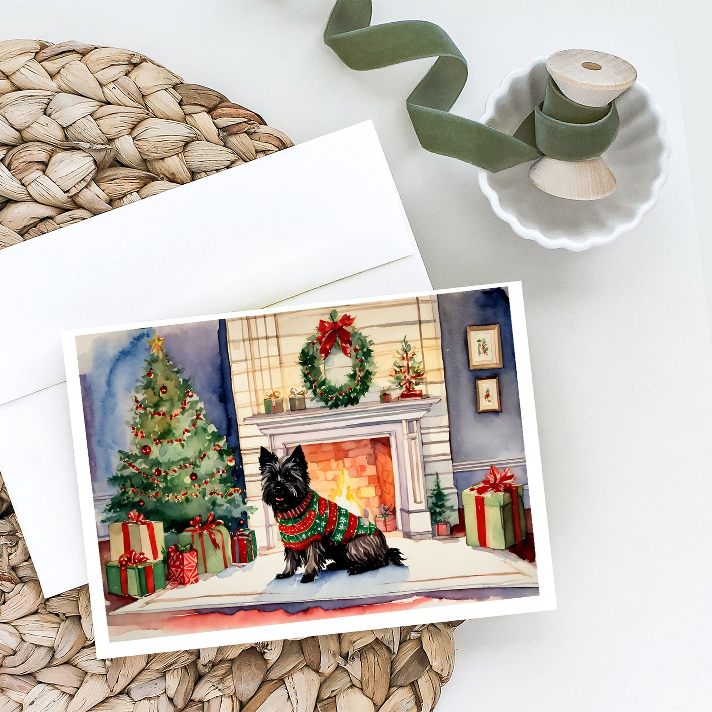 Cairn Terrier Christmas Greeting Cards and Envelopes Pack of 8