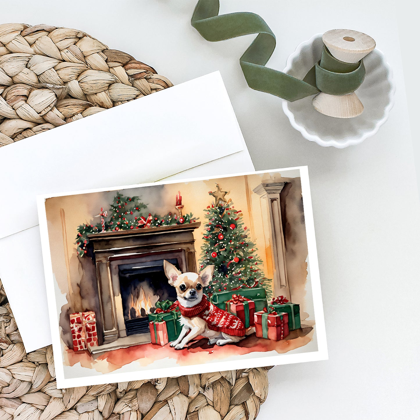 Chihuahua Christmas Greeting Cards and Envelopes Pack of 8