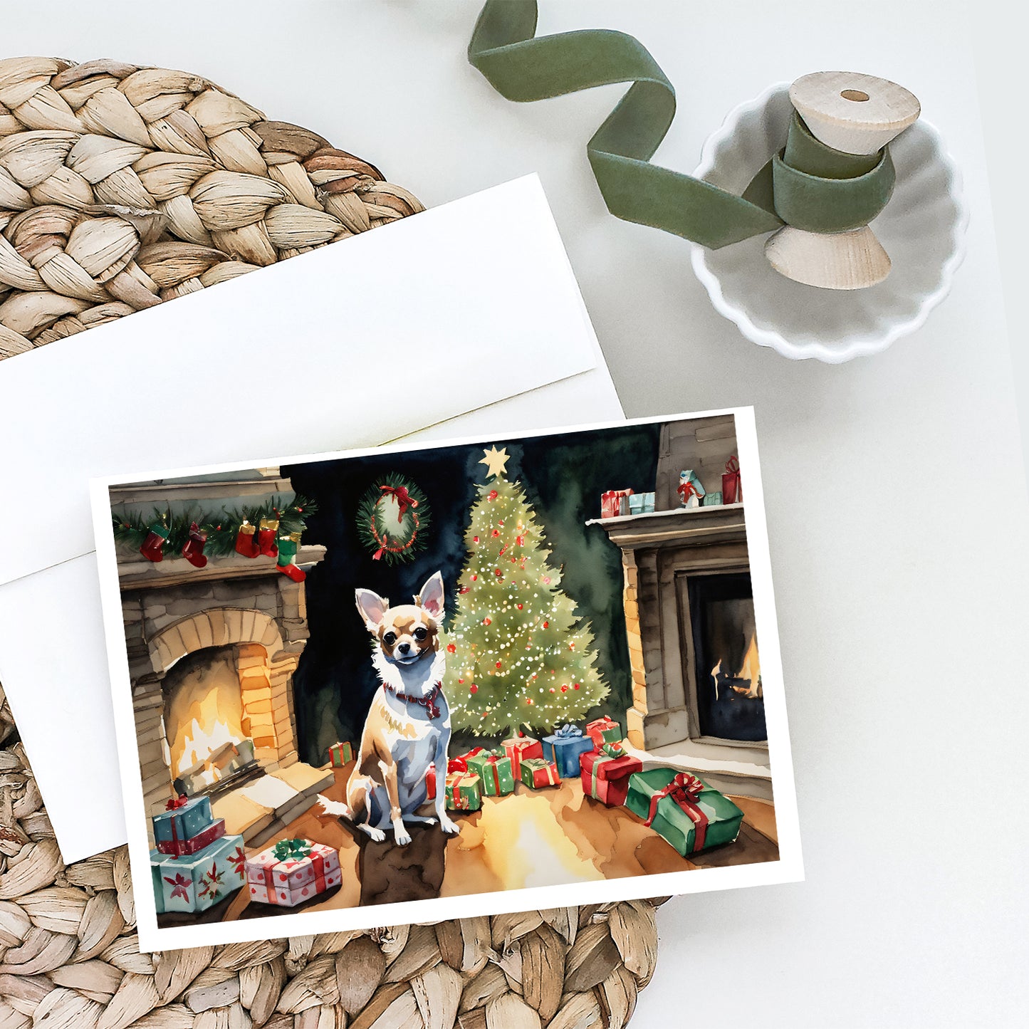 Chihuahua Christmas Greeting Cards and Envelopes Pack of 8