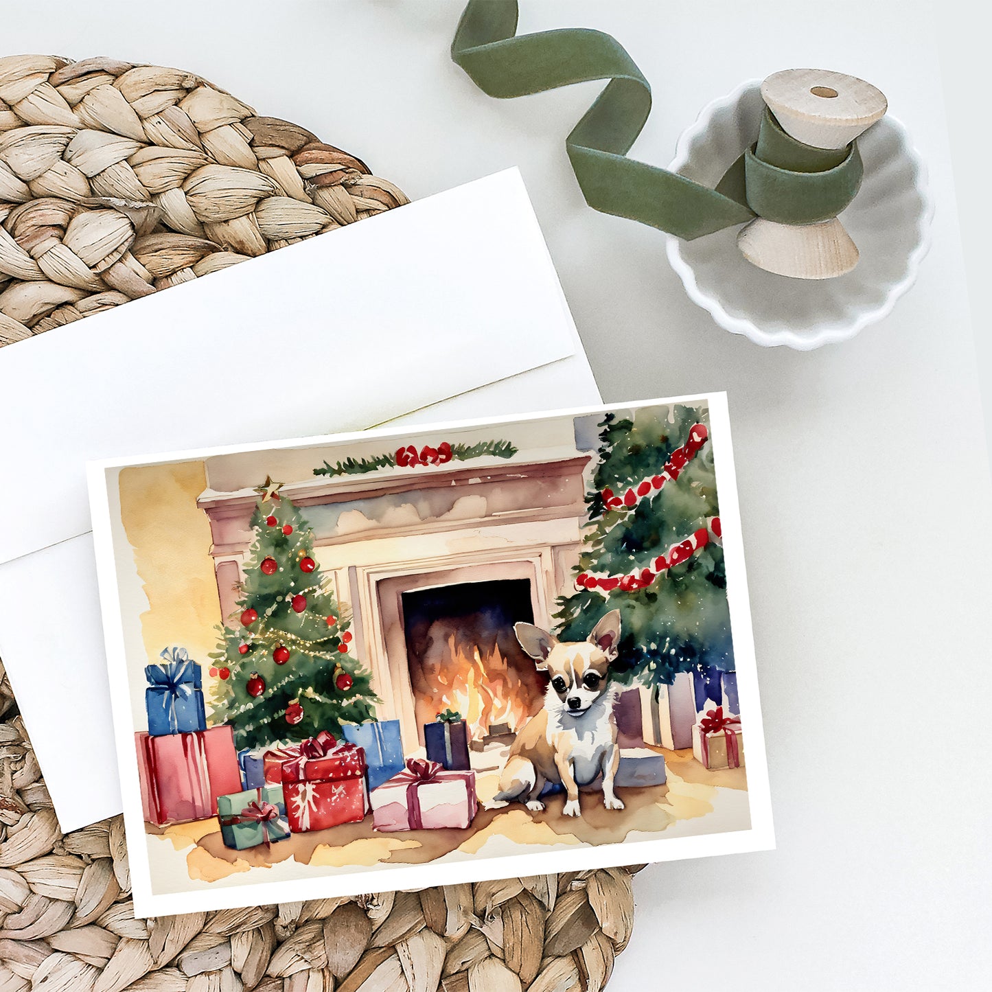 Chihuahua Christmas Greeting Cards and Envelopes Pack of 8