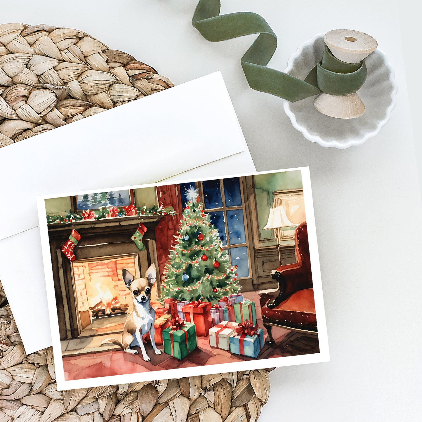 Chihuahua Christmas Greeting Cards and Envelopes Pack of 8