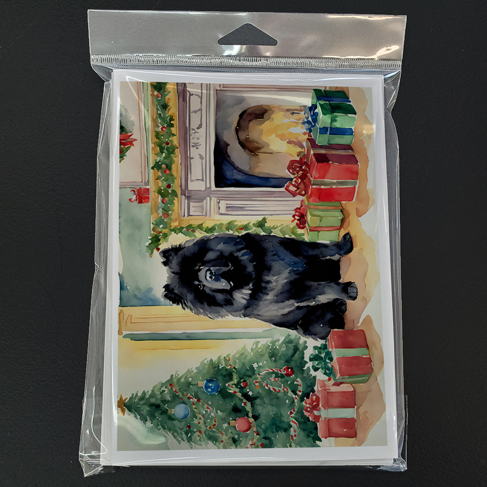 Black Chow Chow Christmas Greeting Cards and Envelopes Pack of 8