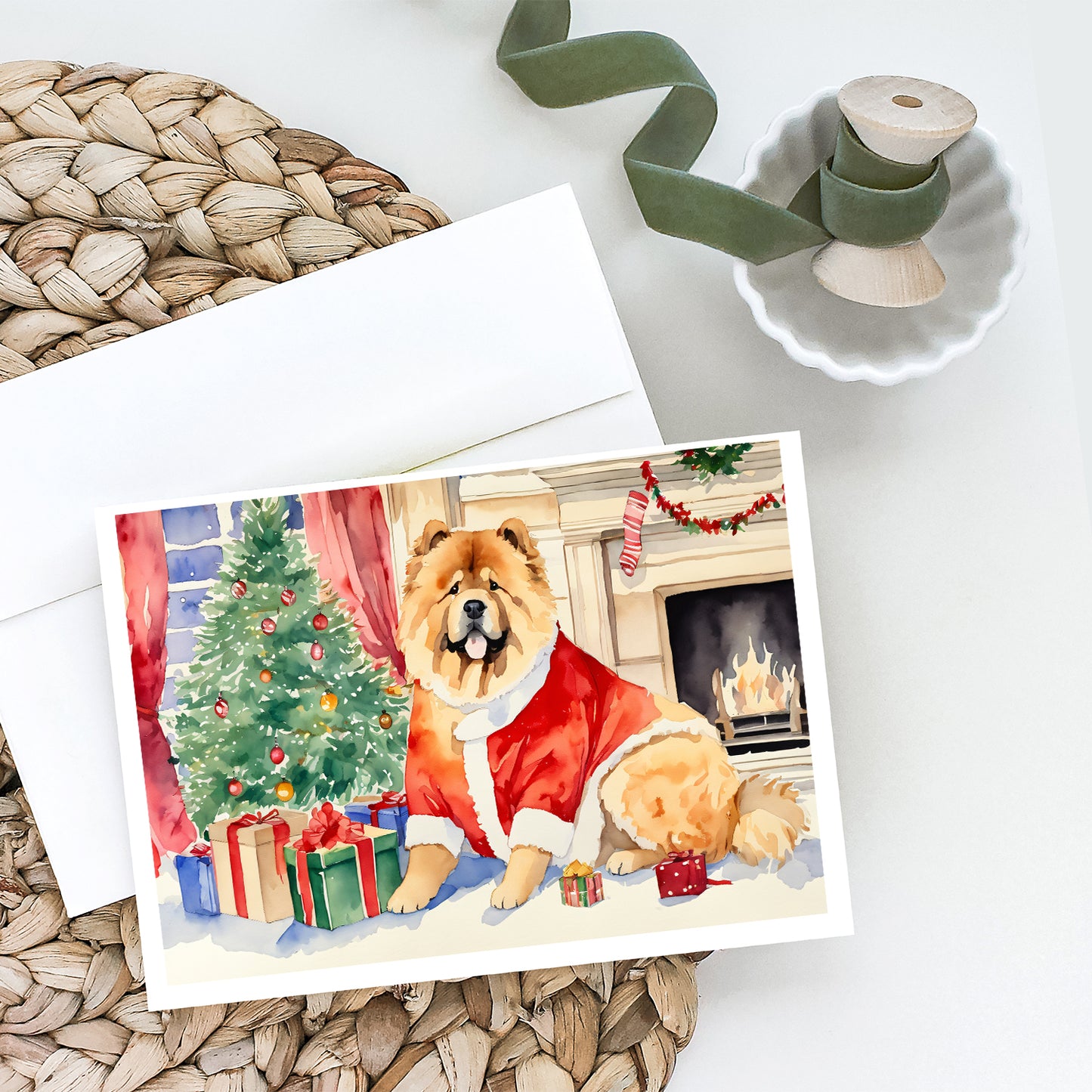 Chow Chow Christmas Greeting Cards and Envelopes Pack of 8