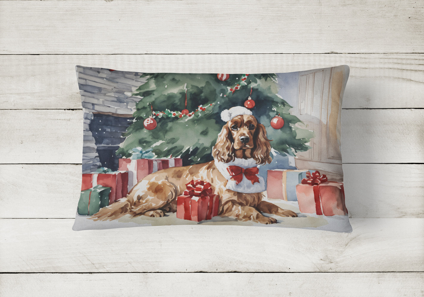 Cocker Spaniel Christmas Throw Pillow