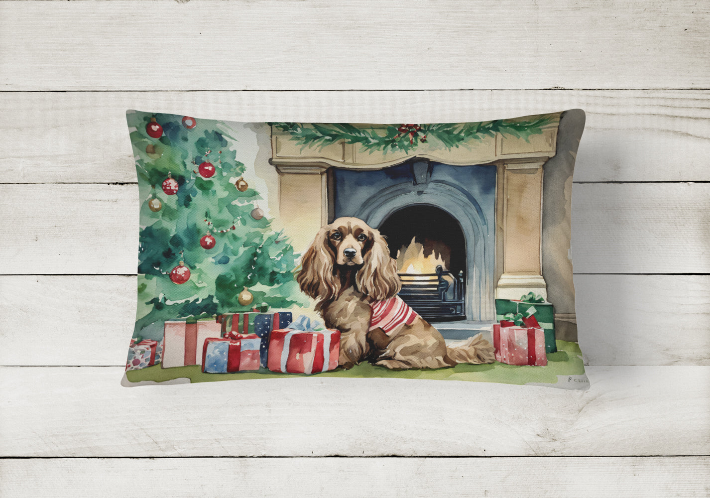 Cocker Spaniel Christmas Throw Pillow