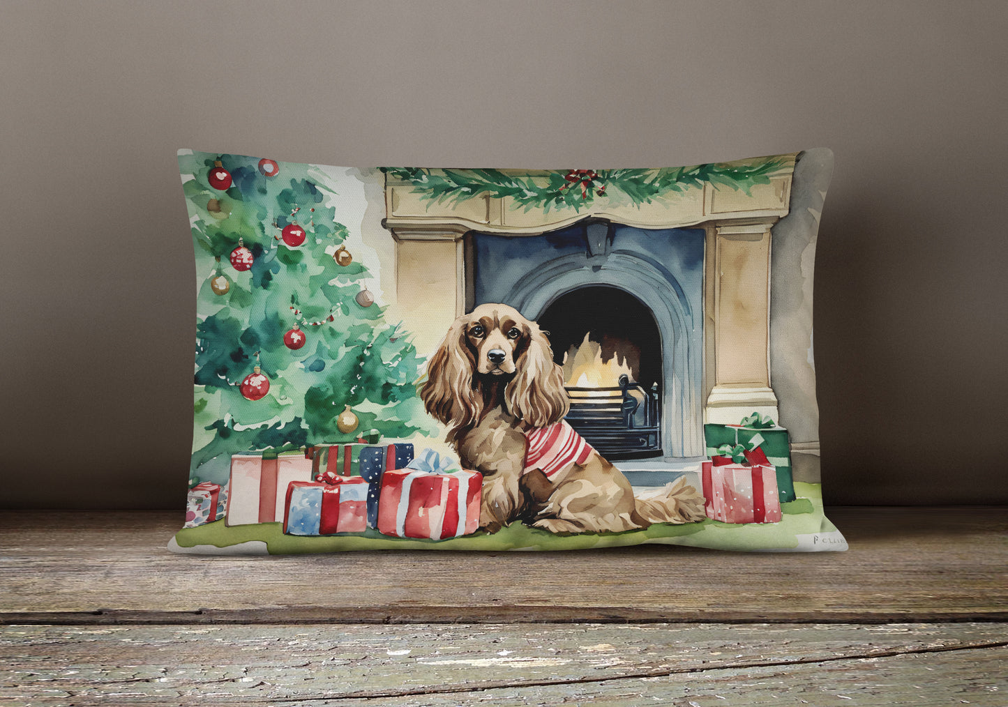 Cocker Spaniel Christmas Throw Pillow