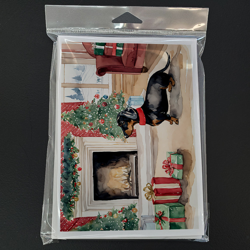 Black and Tan Dachshund Christmas Greeting Cards and Envelopes Pack of 8