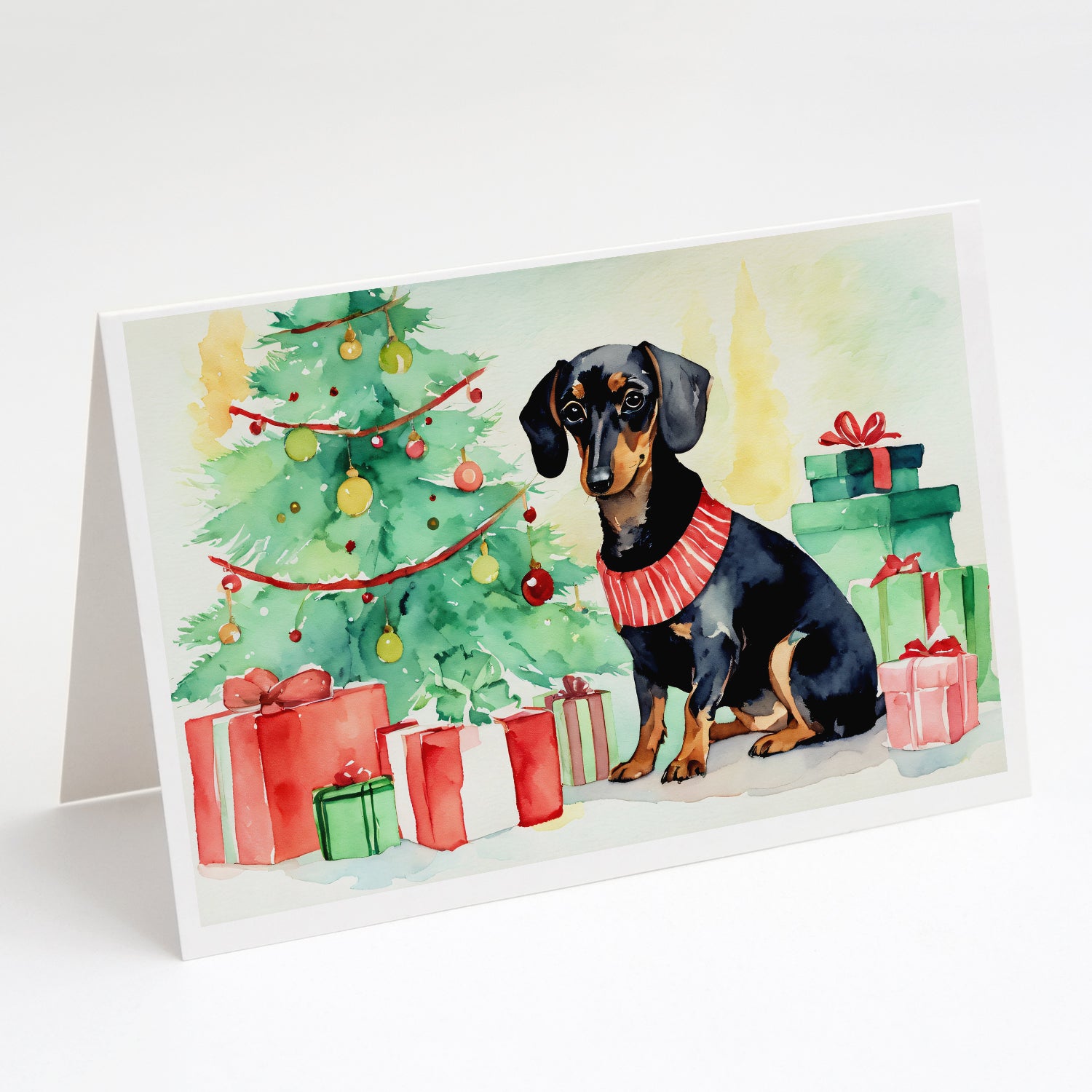 Buy this Black and Tan Dachshund Christmas Greeting Cards and Envelopes Pack of 8