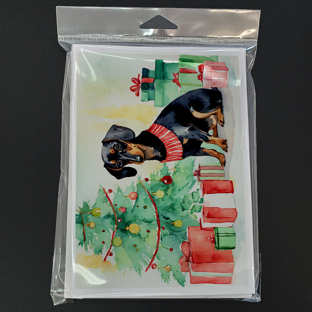 Black and Tan Dachshund Christmas Greeting Cards and Envelopes Pack of 8