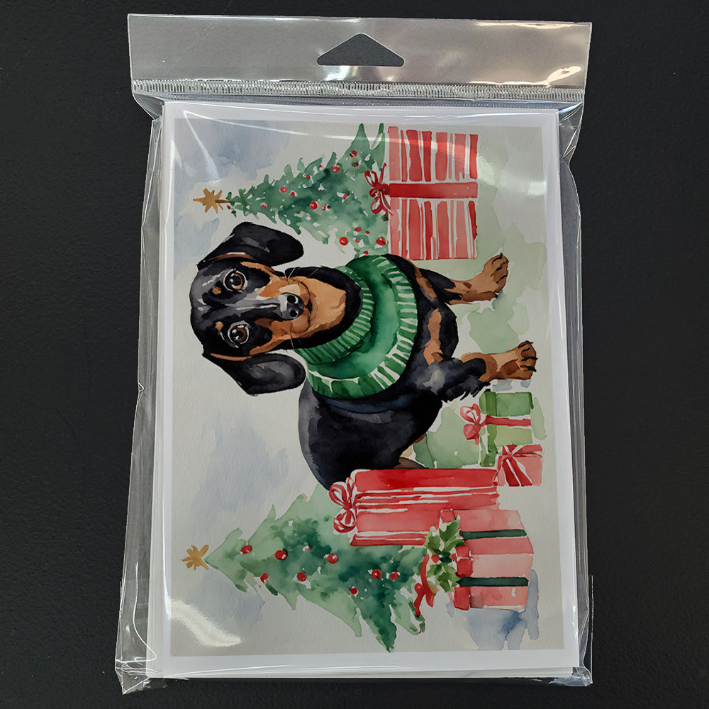 Black and Tan Dachshund Christmas Greeting Cards and Envelopes Pack of 8