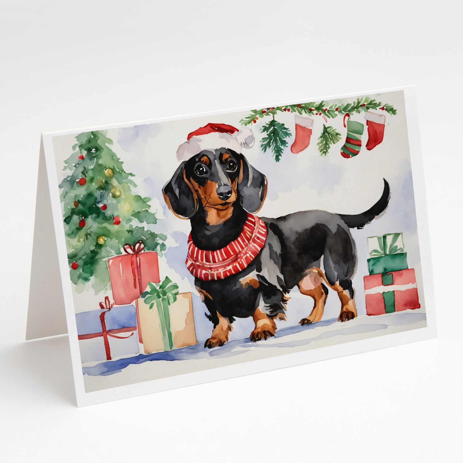 Buy this Black and Tan Dachshund Christmas Greeting Cards and Envelopes Pack of 8