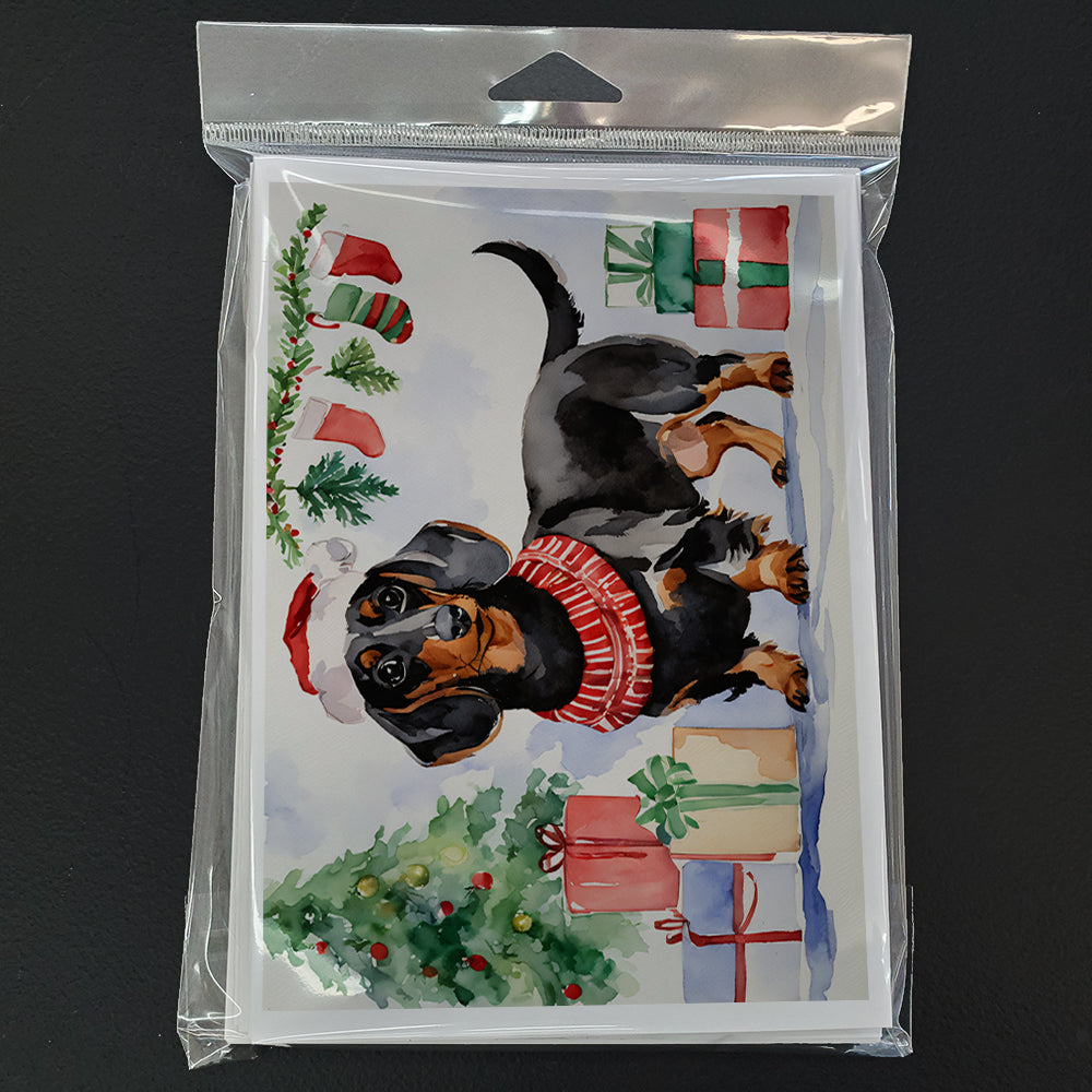 Black and Tan Dachshund Christmas Greeting Cards and Envelopes Pack of 8