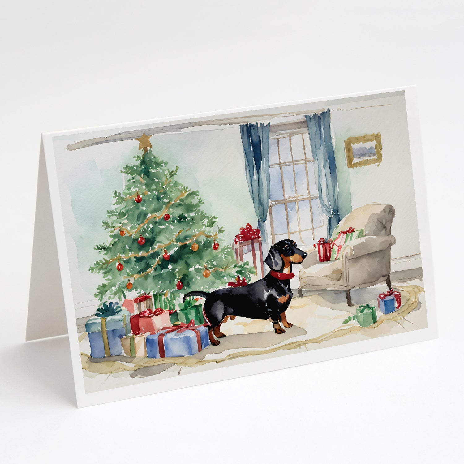 Buy this Black and Tan Dachshund Christmas Greeting Cards and Envelopes Pack of 8