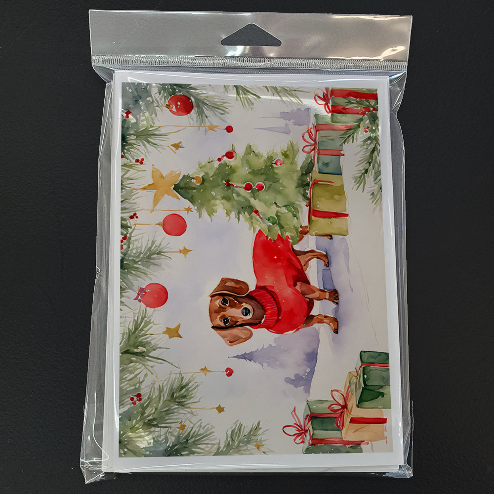 Dachshund Christmas Greeting Cards and Envelopes Pack of 8