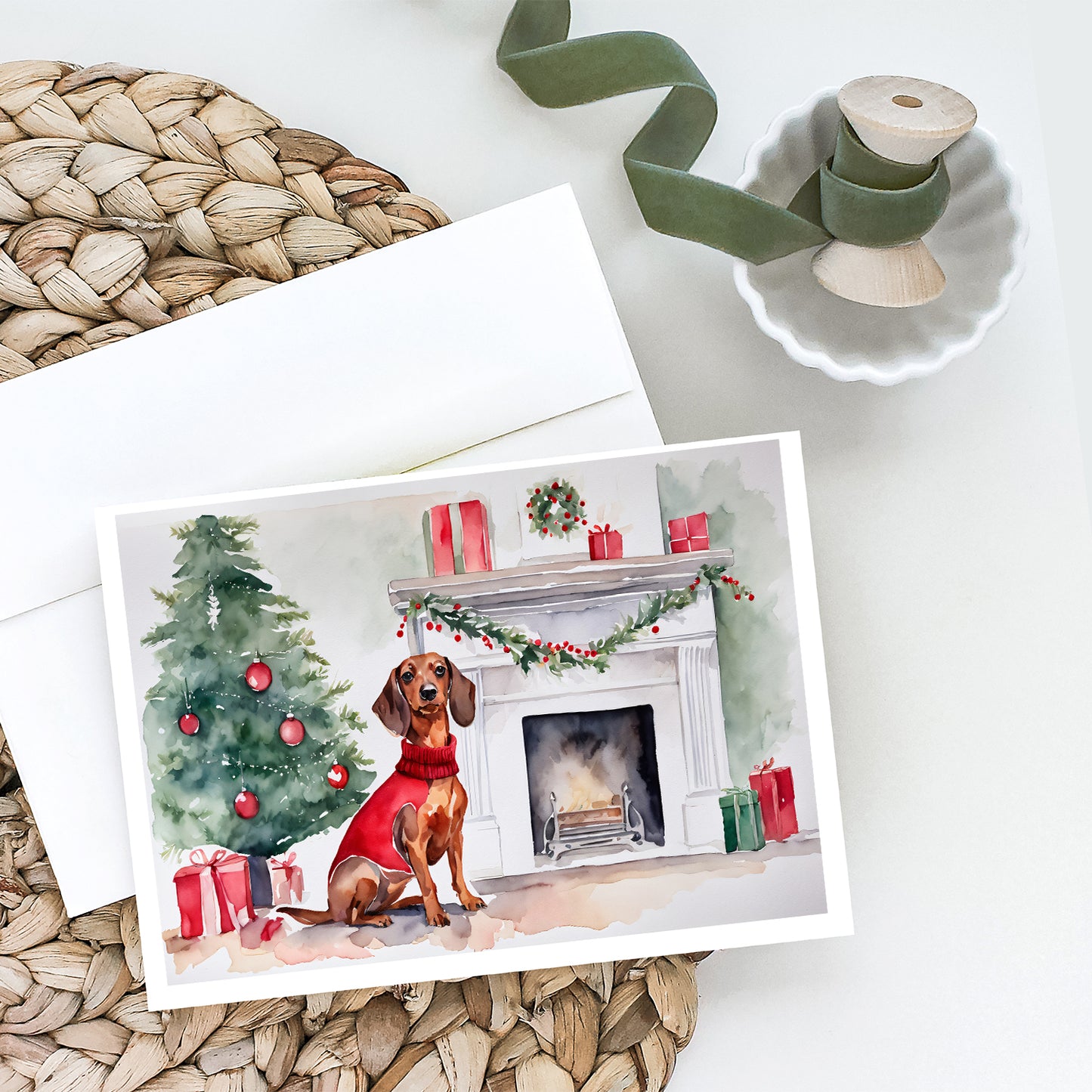 Dachshund Christmas Greeting Cards and Envelopes Pack of 8