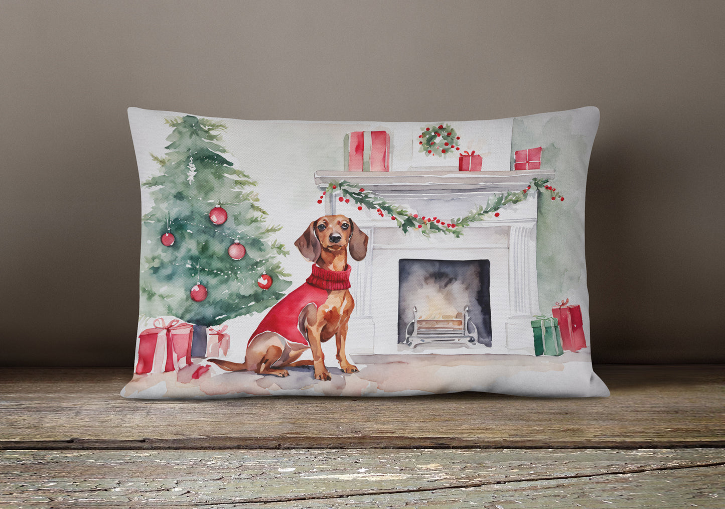 Dachshund Christmas Throw Pillow