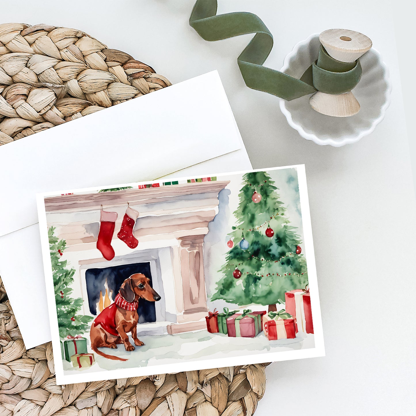 Dachshund Christmas Greeting Cards and Envelopes Pack of 8