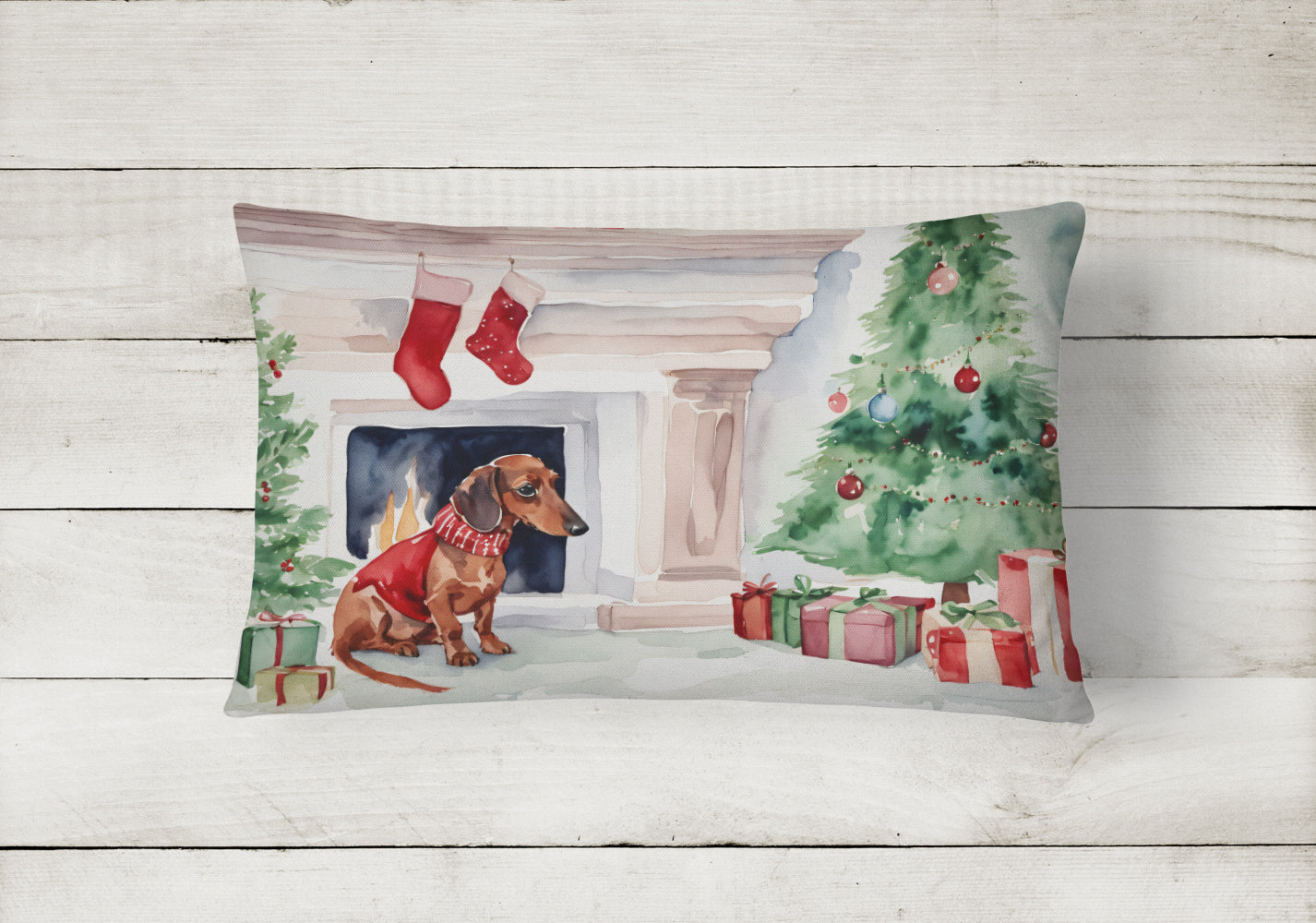 Dachshund Christmas Throw Pillow