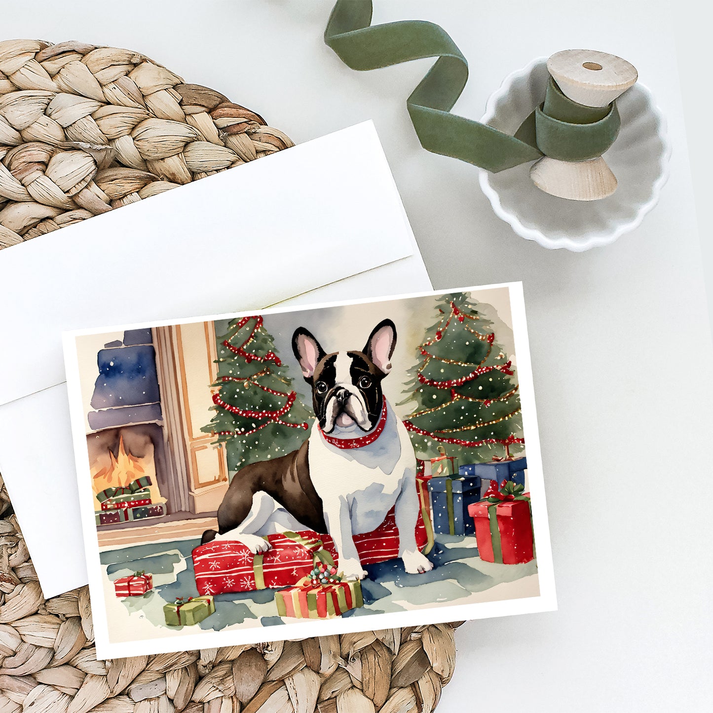 French Bulldog Christmas Greeting Cards and Envelopes Pack of 8