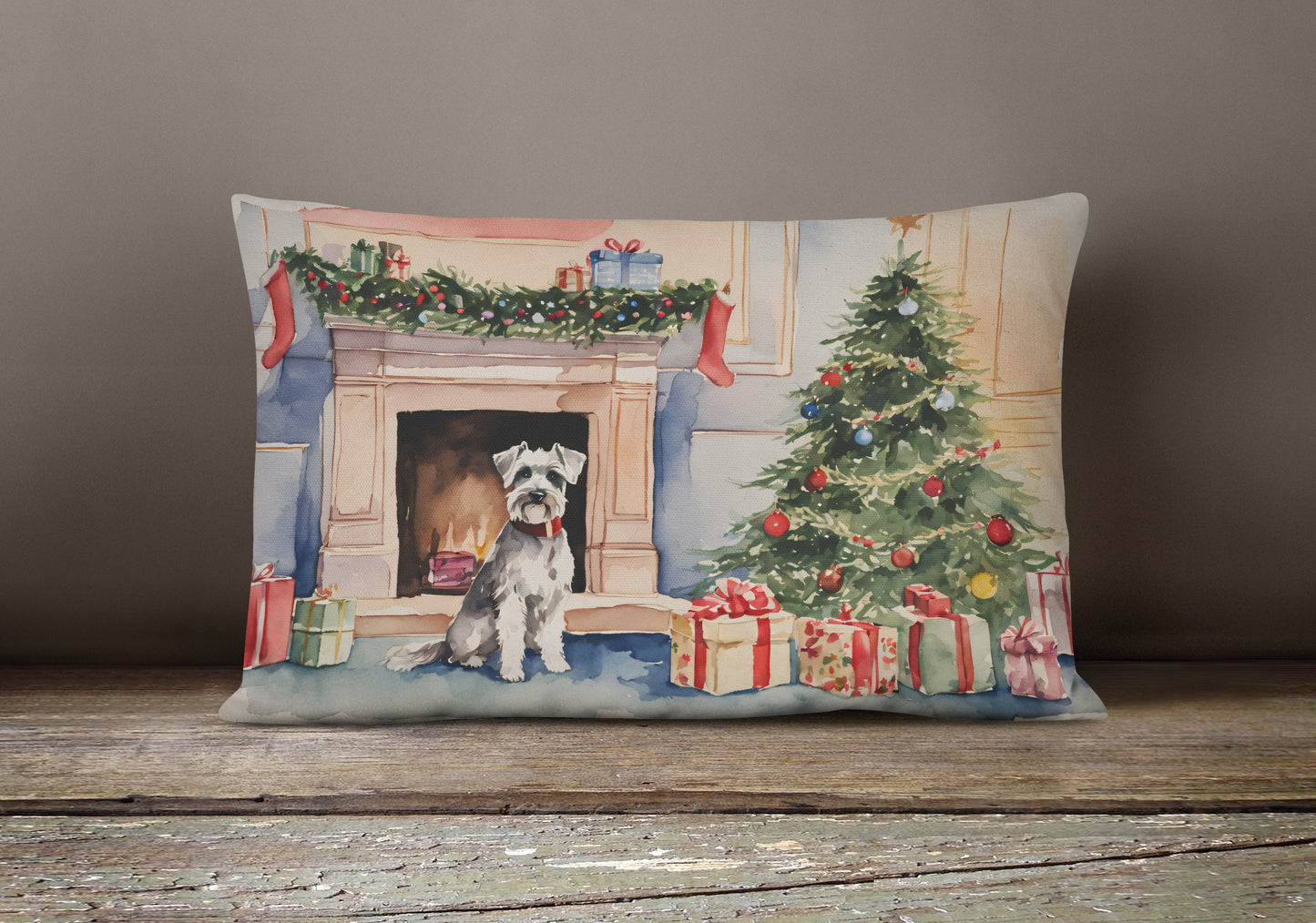 Schnauzer Christmas Throw Pillow