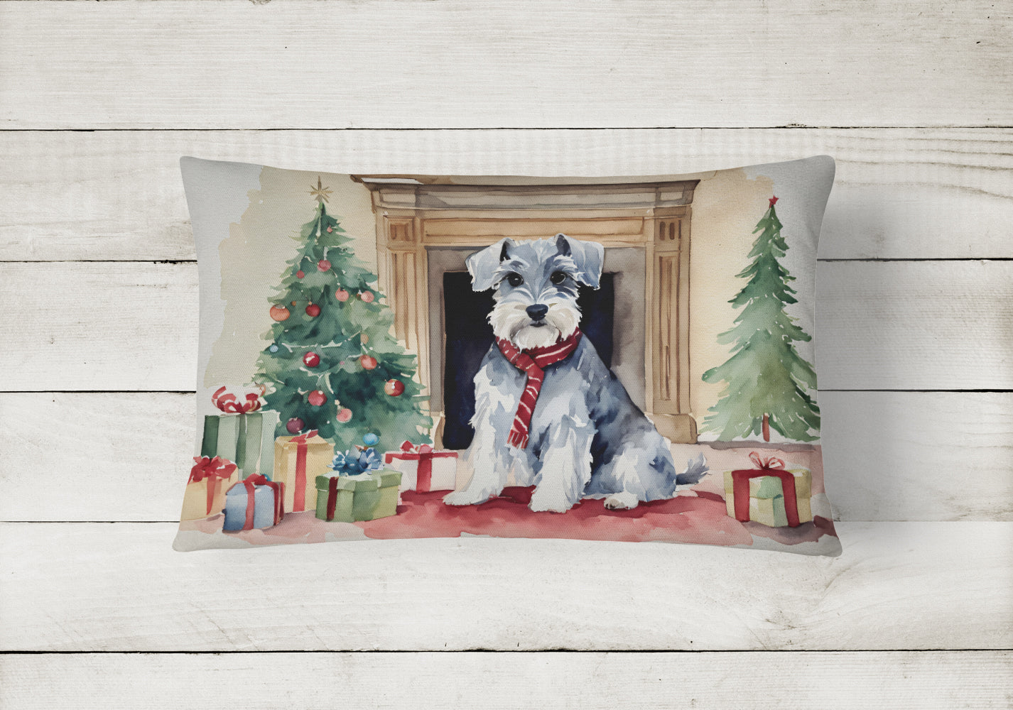 Schnauzer Christmas Throw Pillow