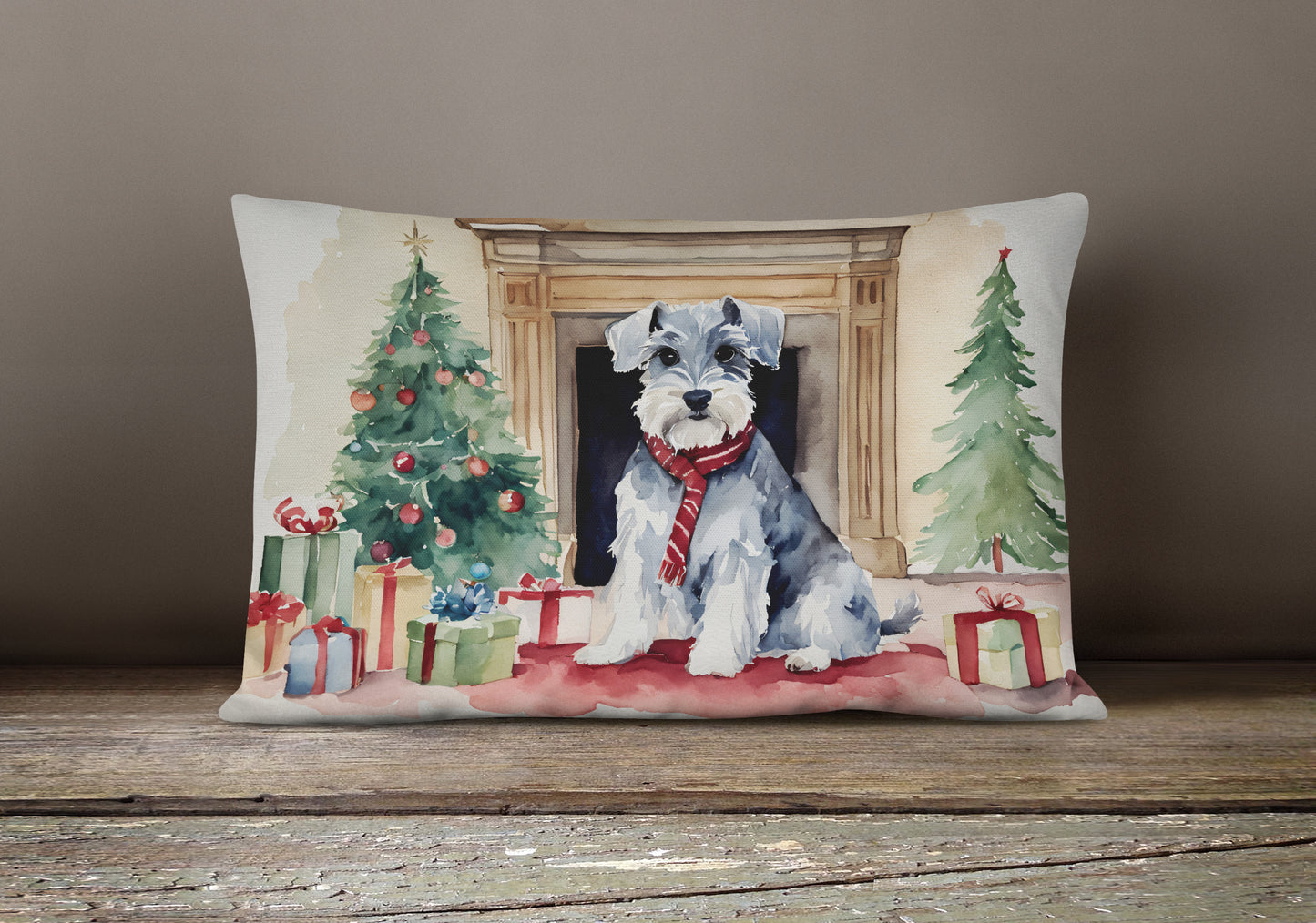 Schnauzer Christmas Throw Pillow