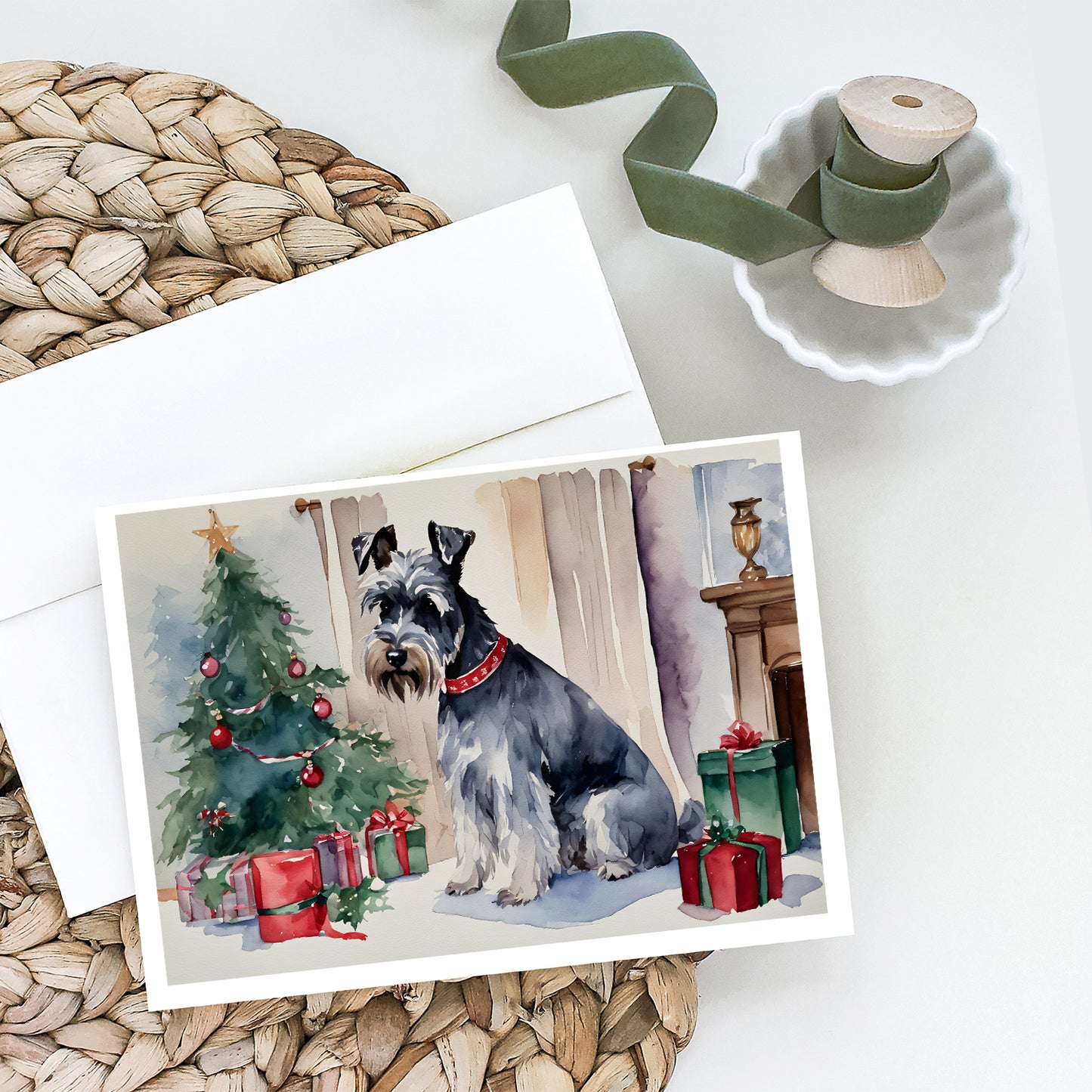 Schnauzer Christmas Greeting Cards and Envelopes Pack of 8