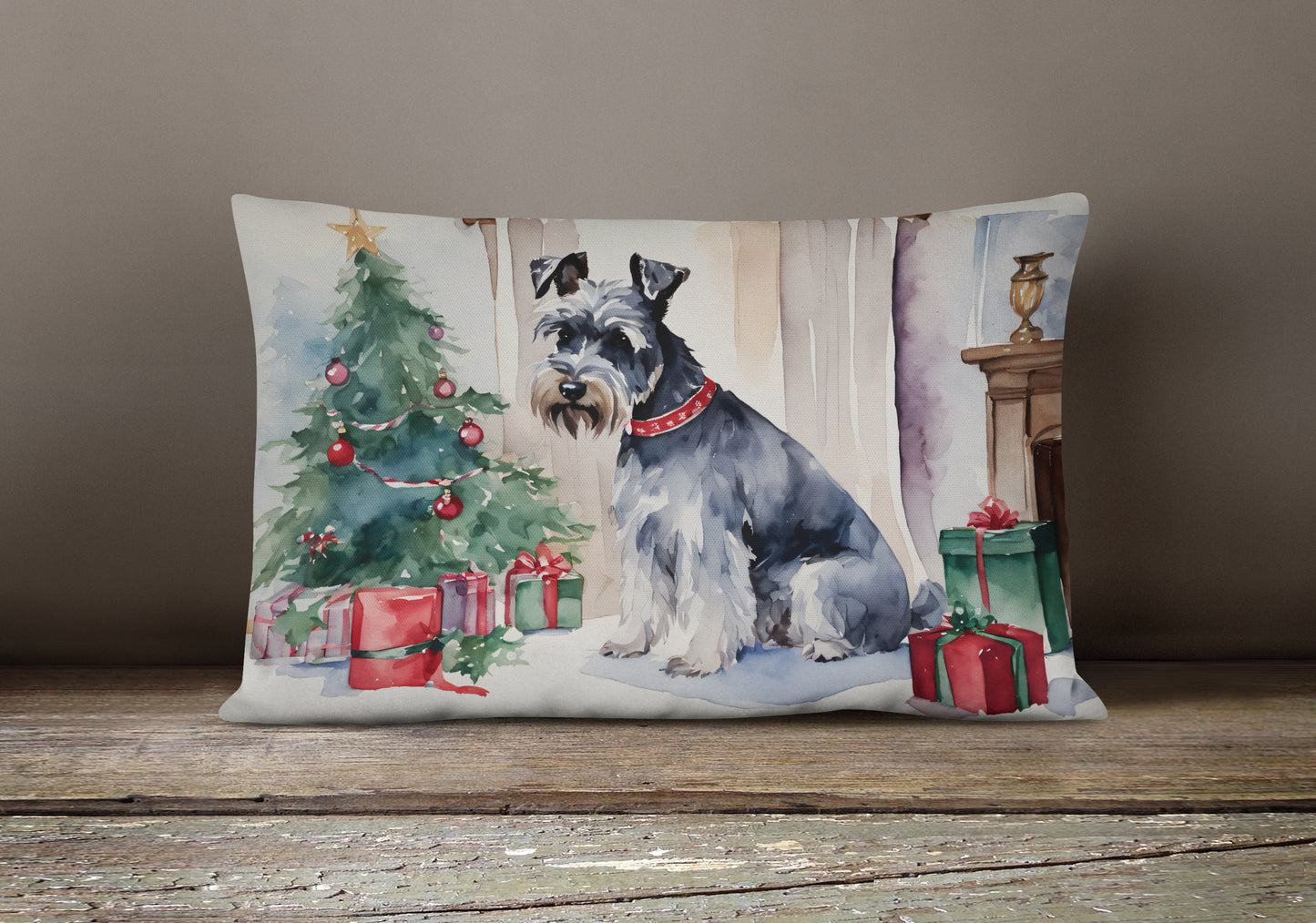 Schnauzer Christmas Throw Pillow