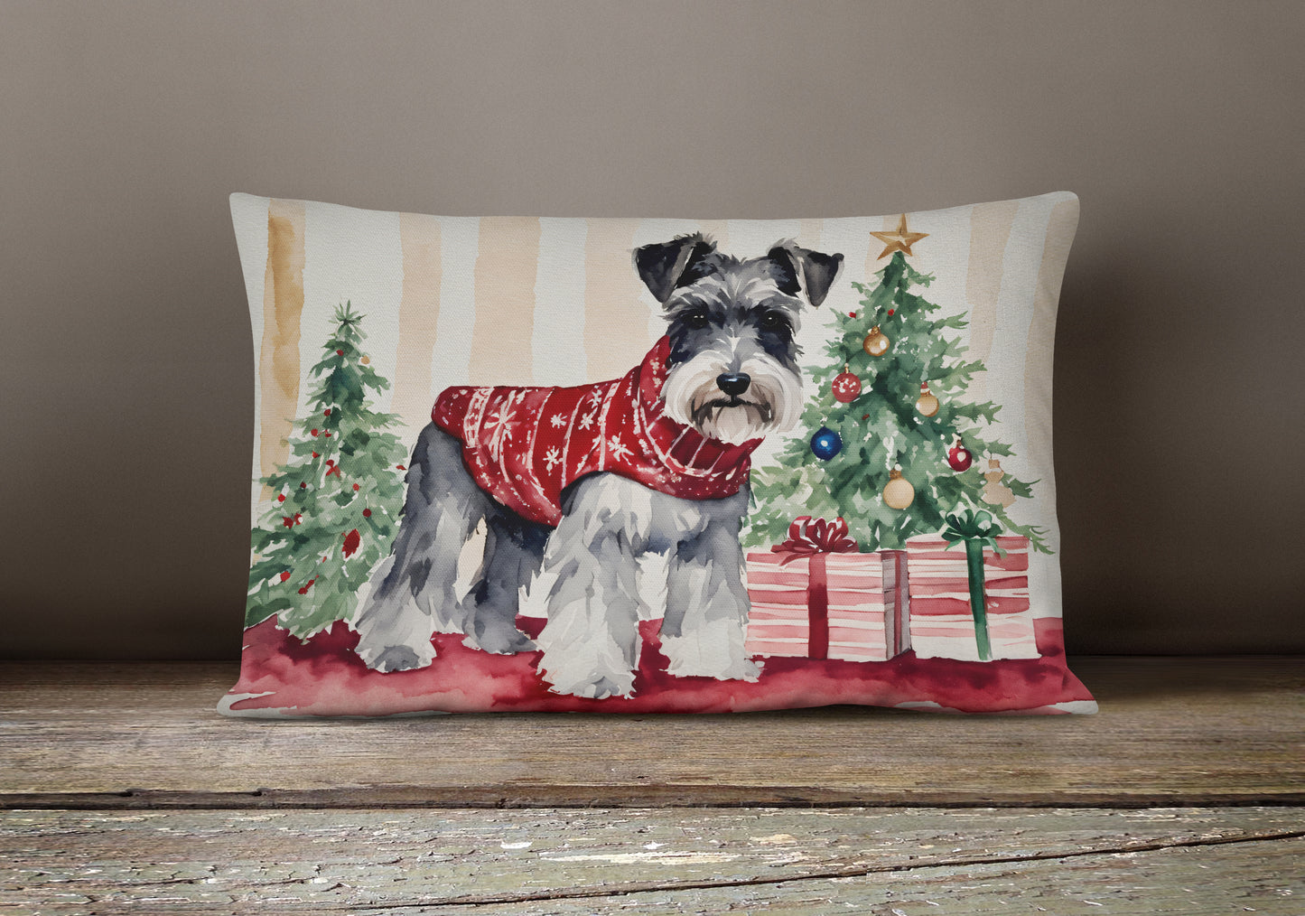 Schnauzer Christmas Throw Pillow