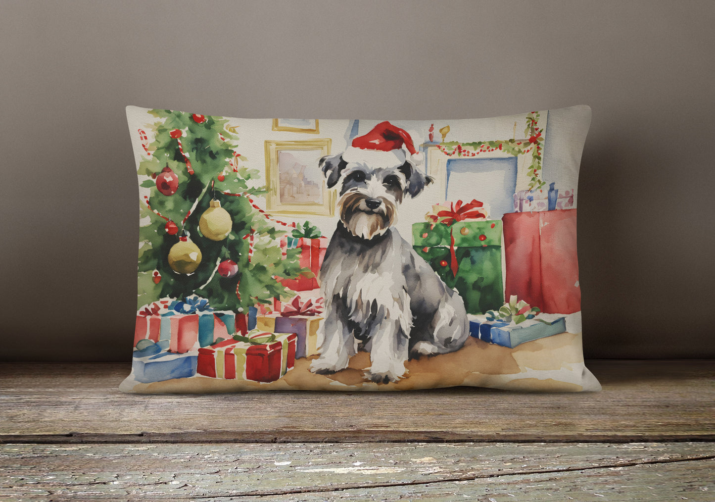 Schnauzer Christmas Throw Pillow