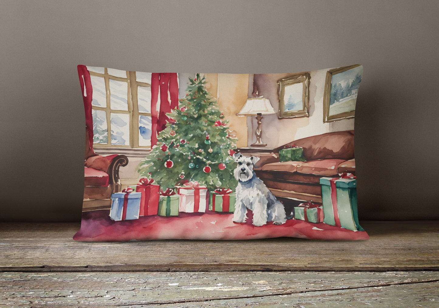 Schnauzer Christmas Throw Pillow