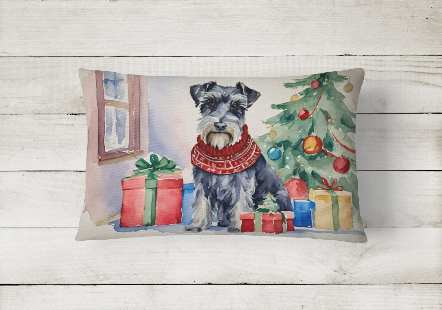 Schnauzer Christmas Throw Pillow