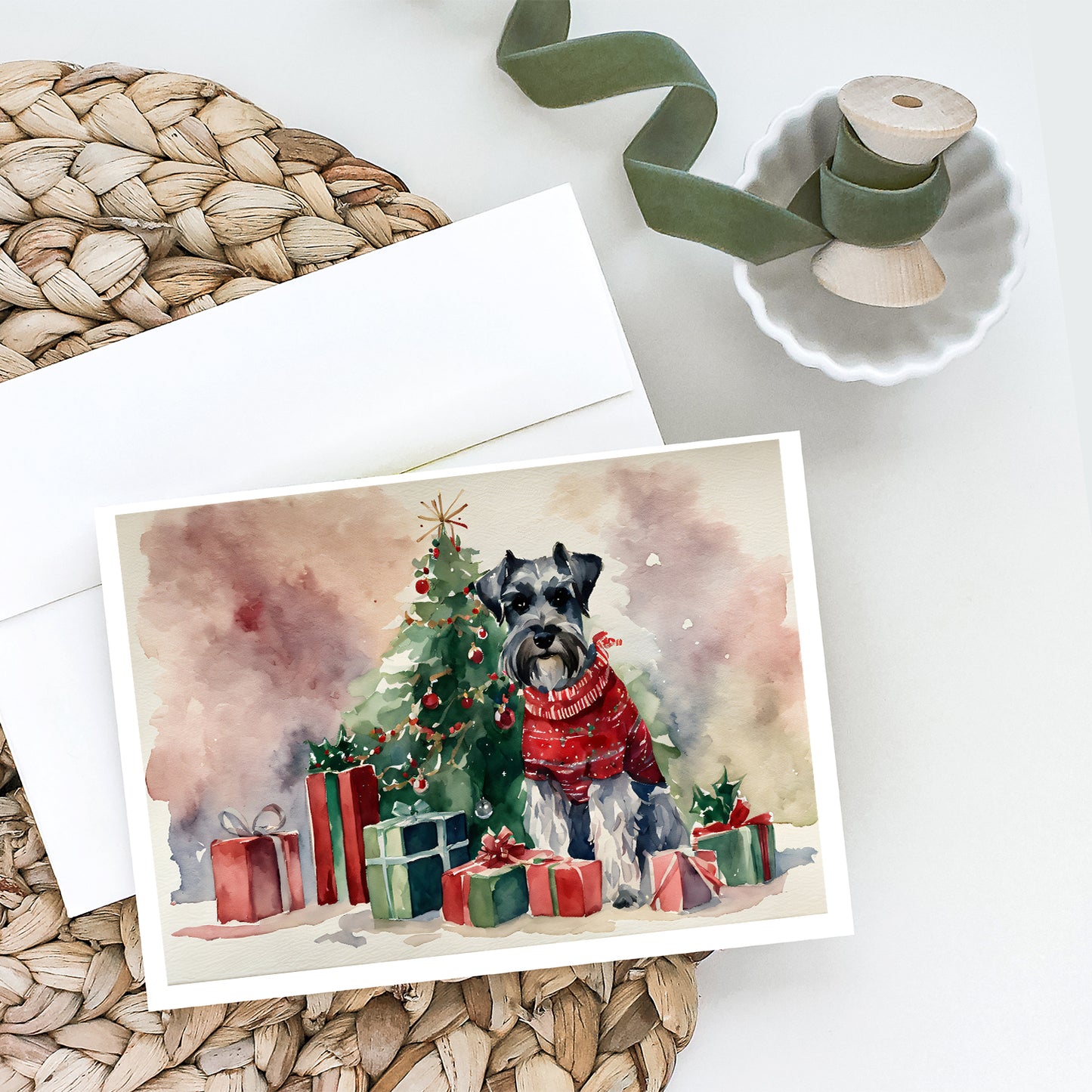 Schnauzer Christmas Greeting Cards and Envelopes Pack of 8