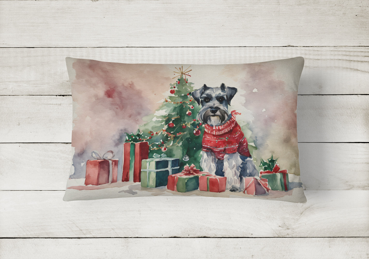 Schnauzer Christmas Throw Pillow