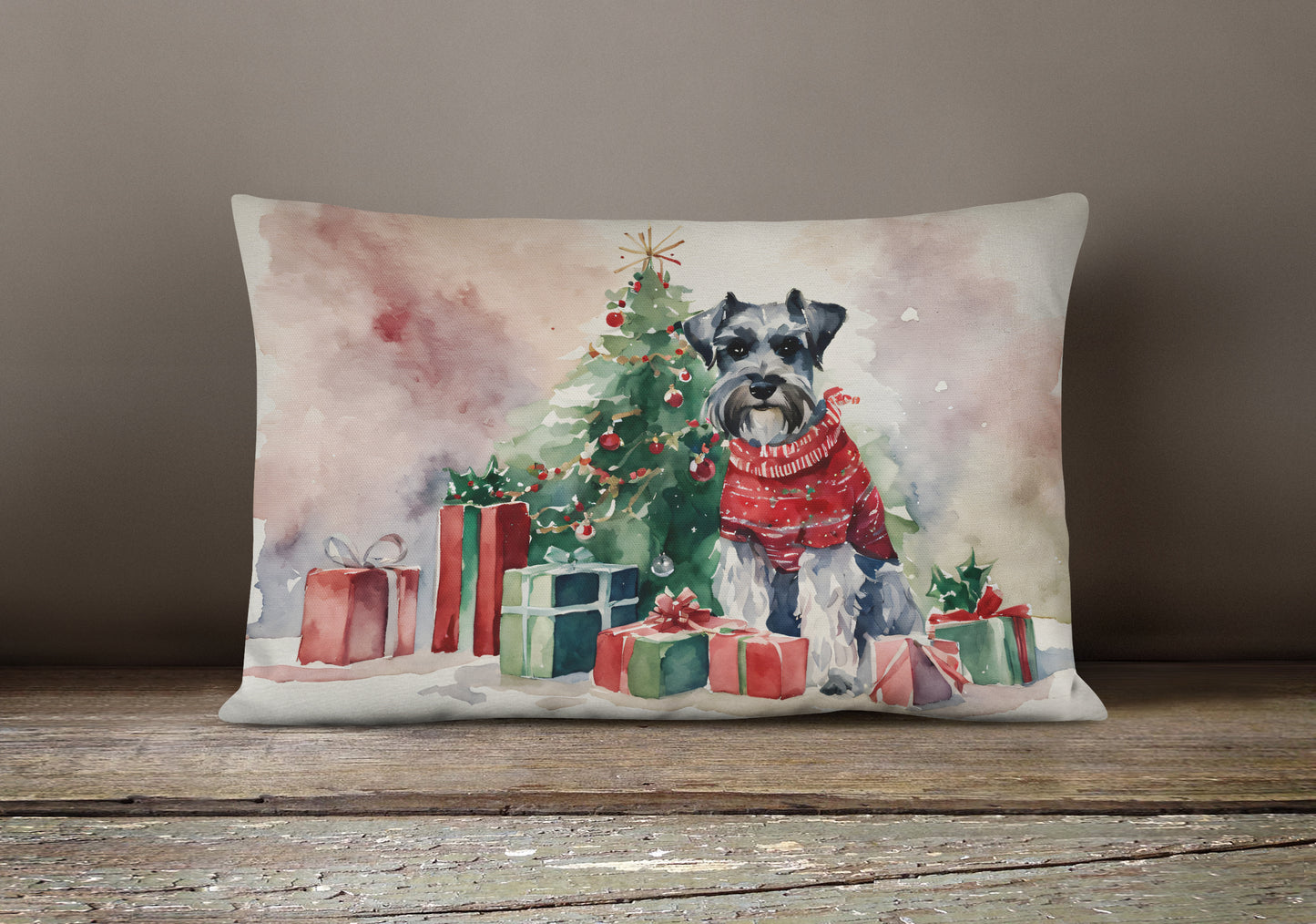 Schnauzer Christmas Throw Pillow