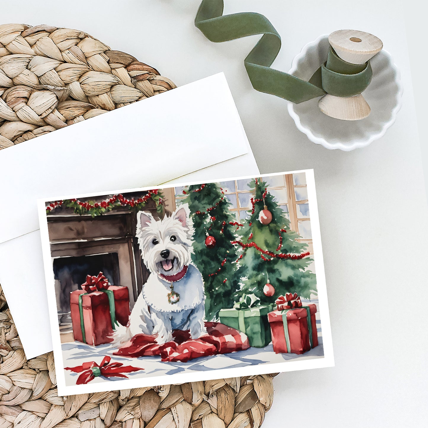 Westie Christmas Greeting Cards and Envelopes Pack of 8