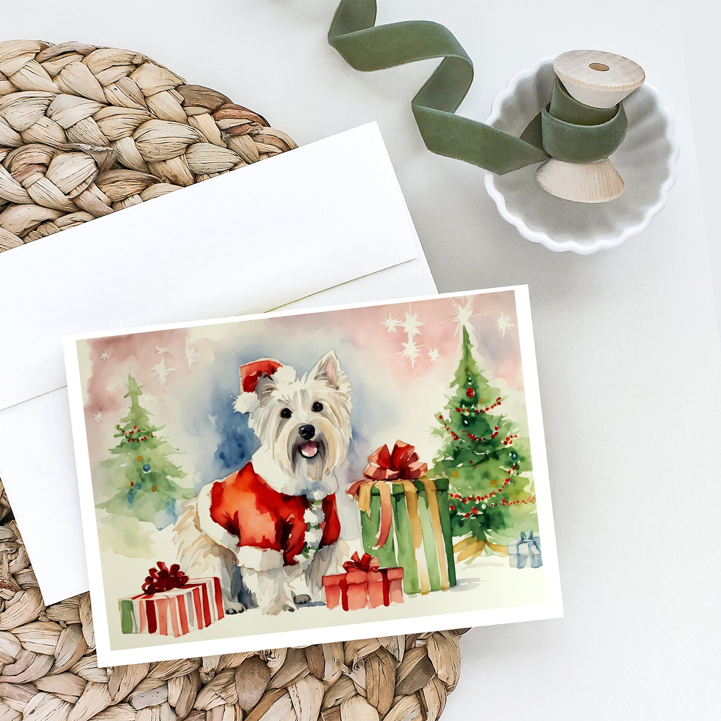 Westie Christmas Greeting Cards and Envelopes Pack of 8