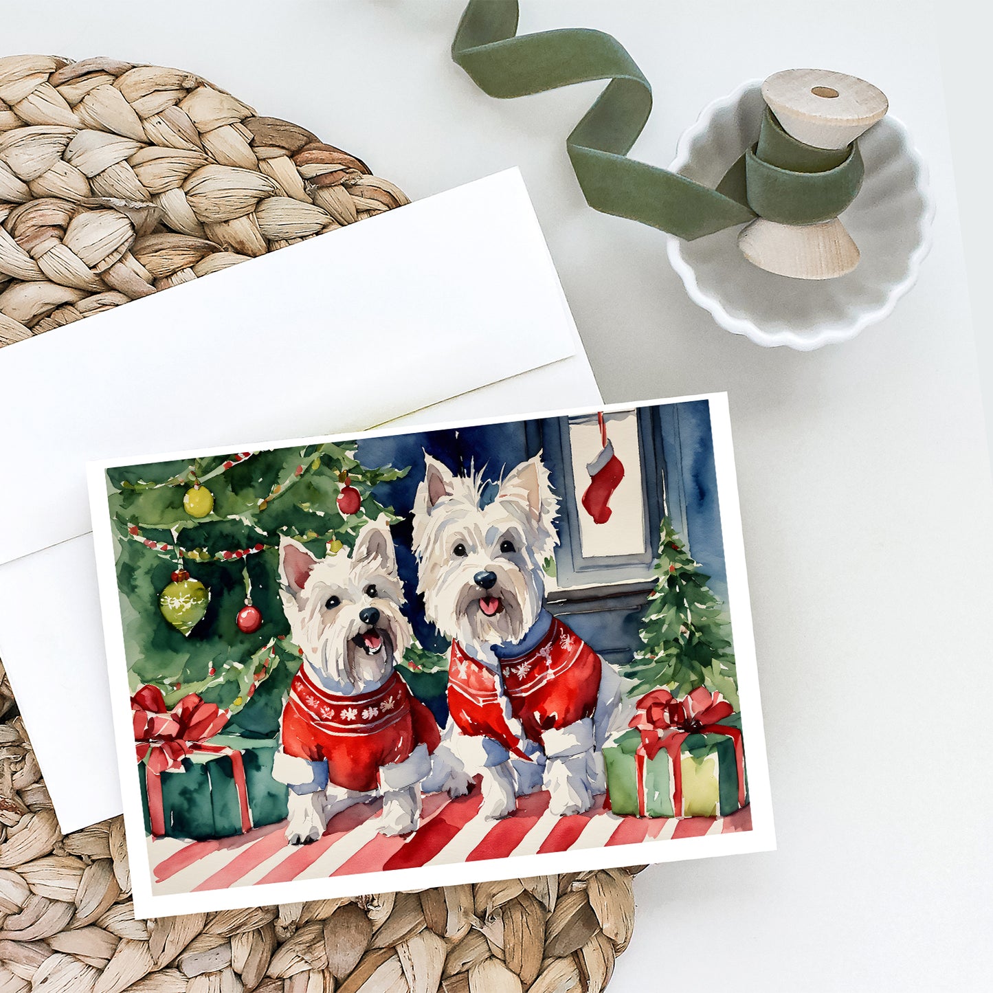 Westie Christmas Greeting Cards and Envelopes Pack of 8