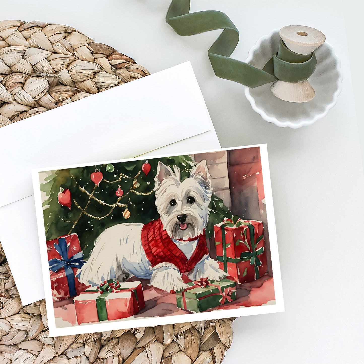 Westie Christmas Greeting Cards and Envelopes Pack of 8