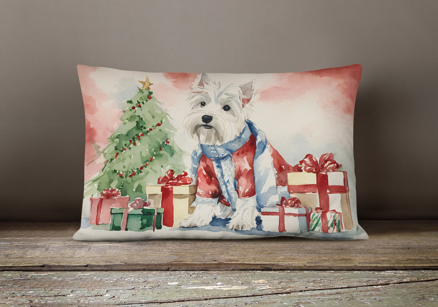 Westie Christmas Throw Pillow