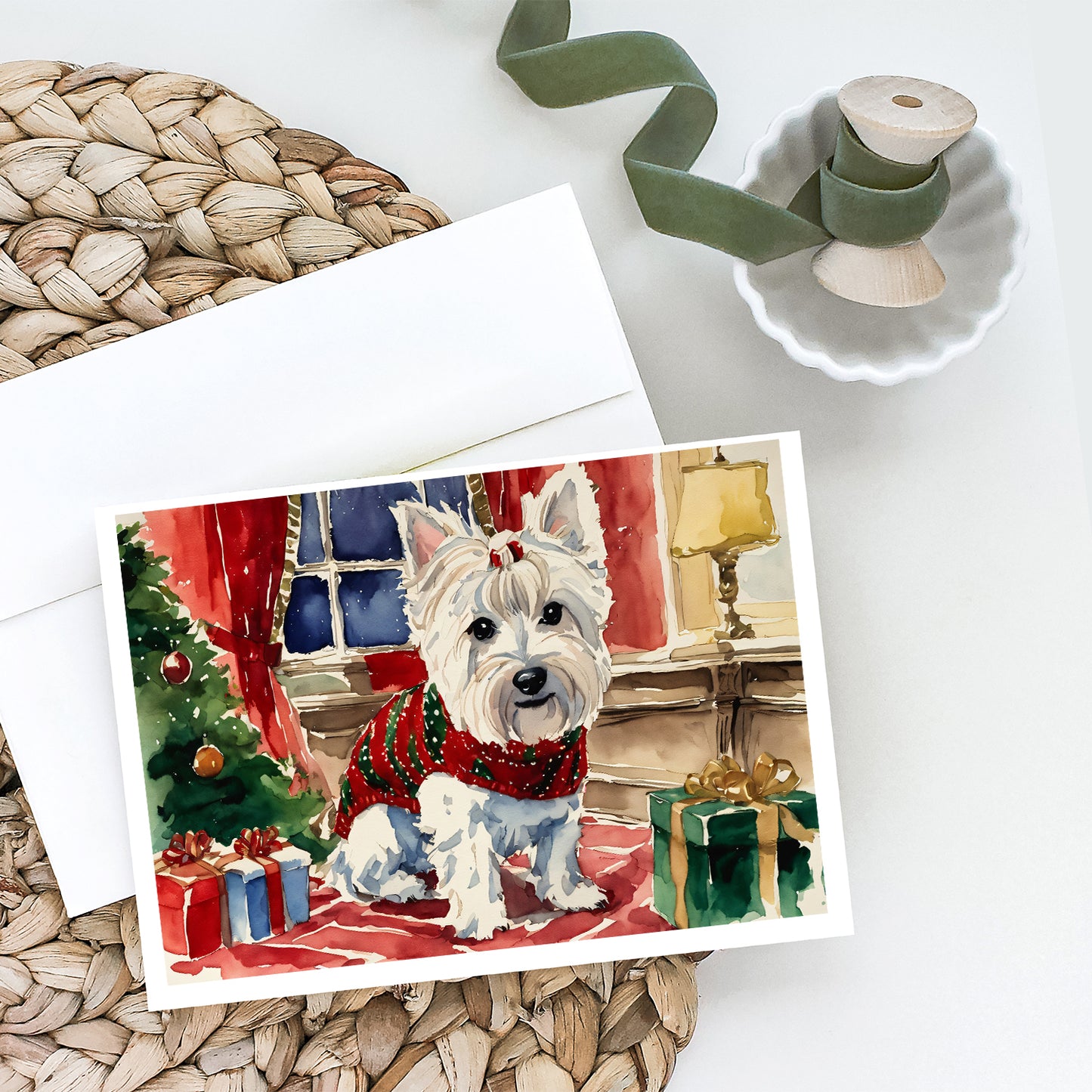 Westie Christmas Greeting Cards and Envelopes Pack of 8