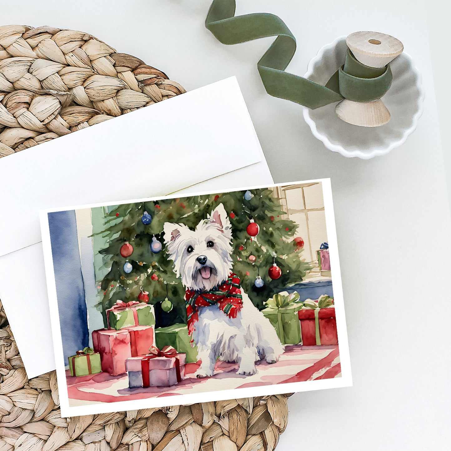 Westie Christmas Greeting Cards and Envelopes Pack of 8
