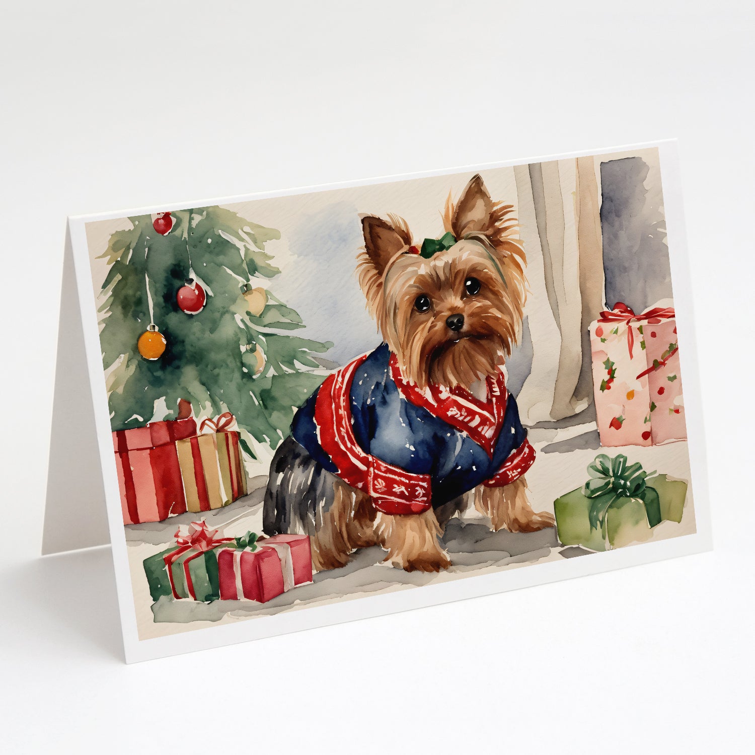 Buy this Yorkie Christmas Greeting Cards and Envelopes Pack of 8