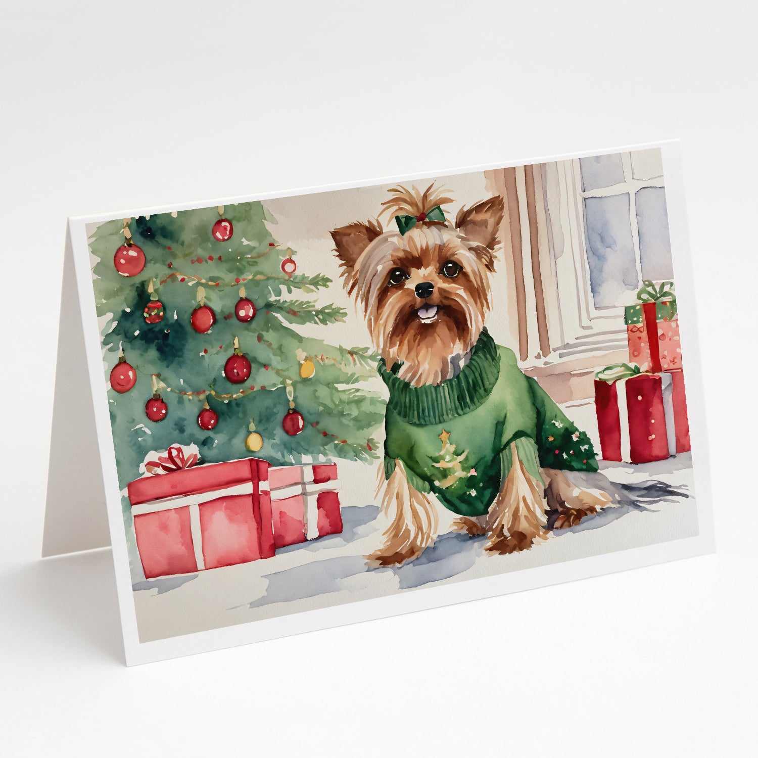 Buy this Yorkie Christmas Greeting Cards and Envelopes Pack of 8