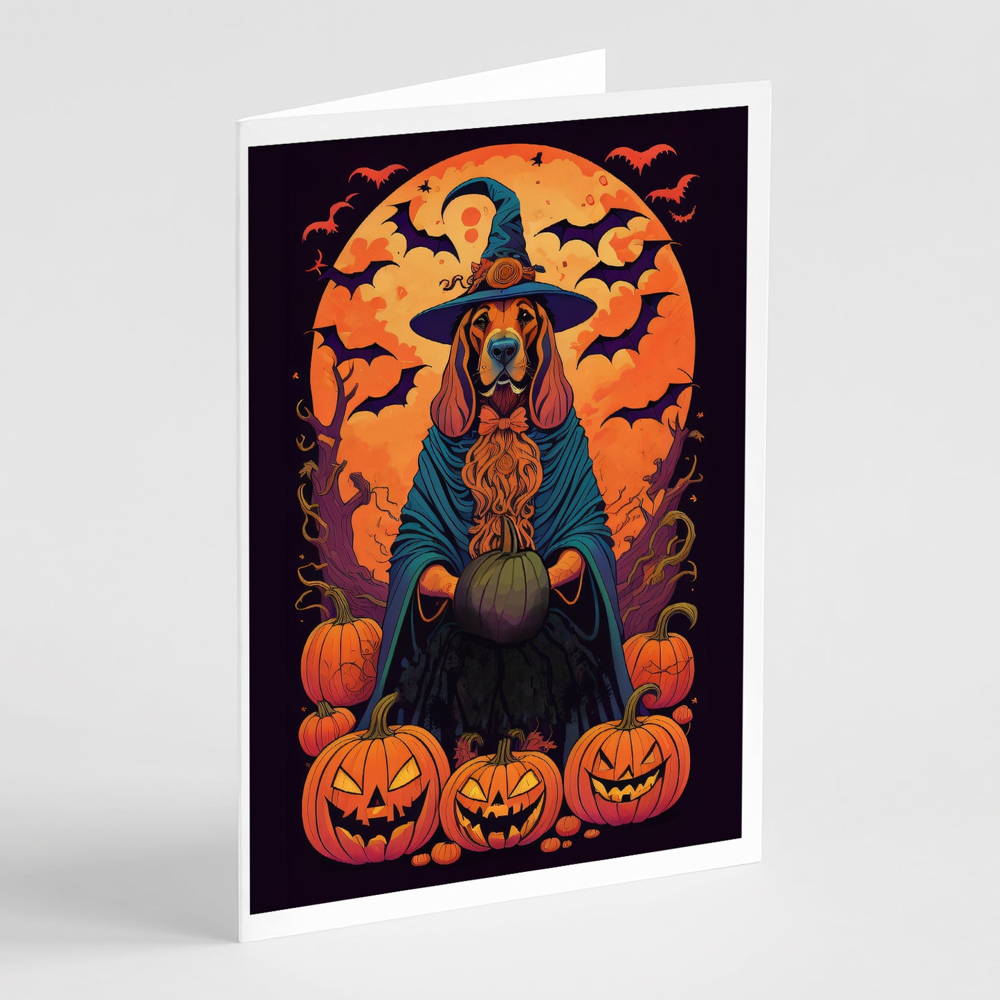 Buy this Bloodhound Witchy Halloween Greeting Cards and Envelopes Pack of 8