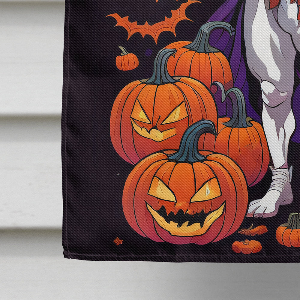 White Boxer Witchy Halloween House Flag