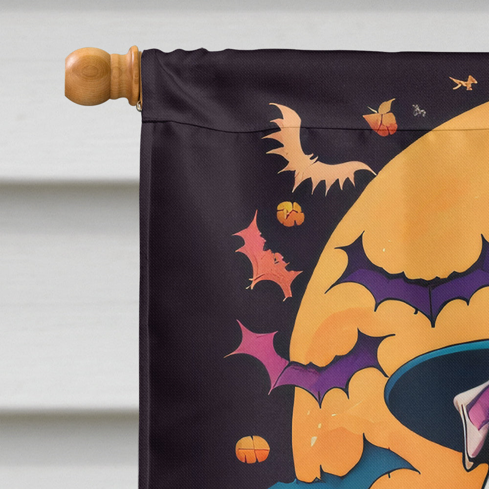 White English Bulldog Witchy Halloween House Flag