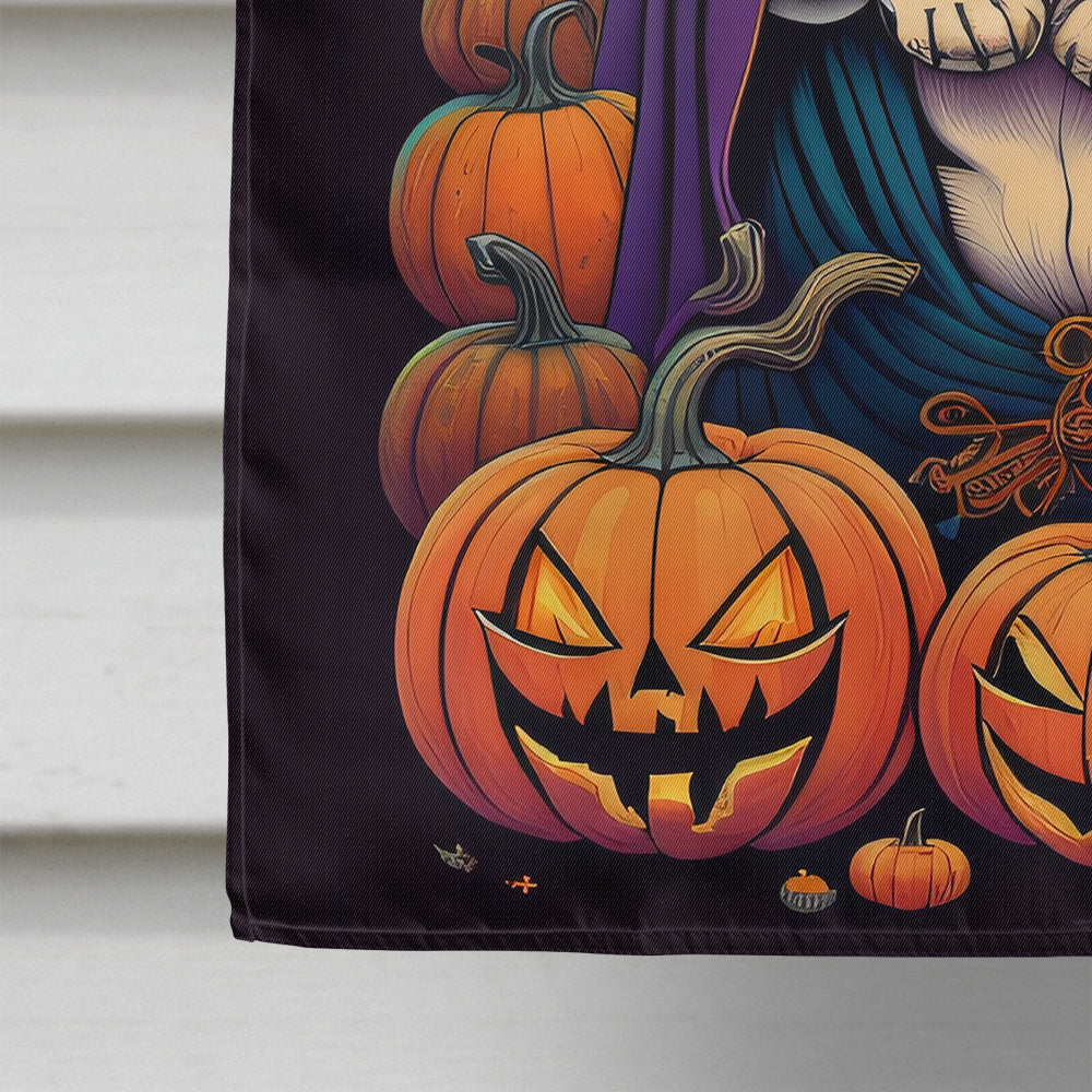 English Bulldog Witchy Halloween House Flag