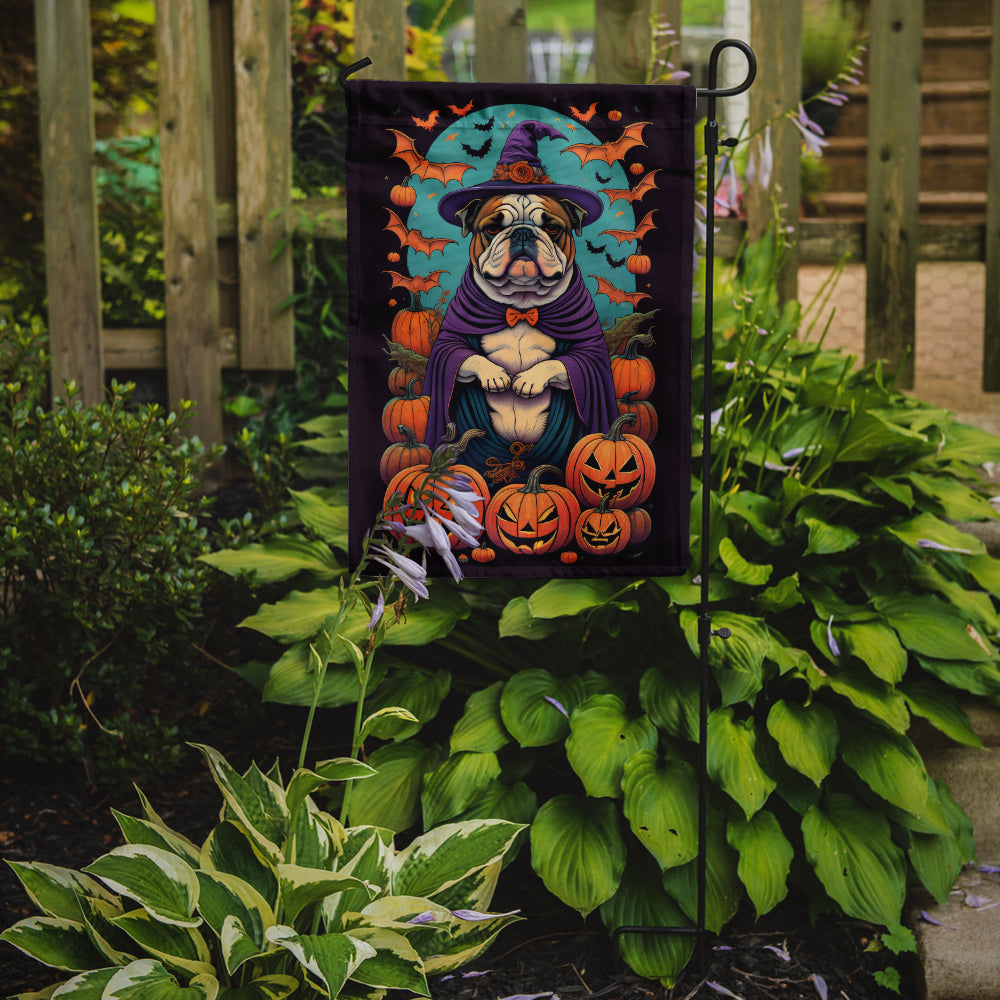 English Bulldog Witchy Halloween Garden Flag